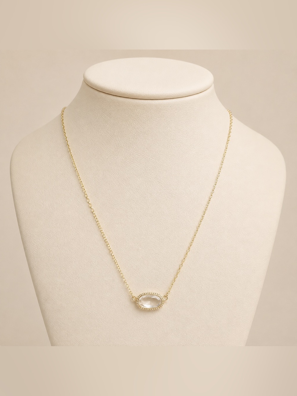 Kendra Scott Gold Oval Clear Crystal Pendant Necklace